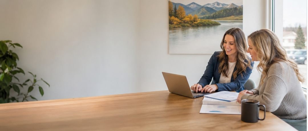 Bookkeeping and tax professional helping an Idaho small business owner with financial reports